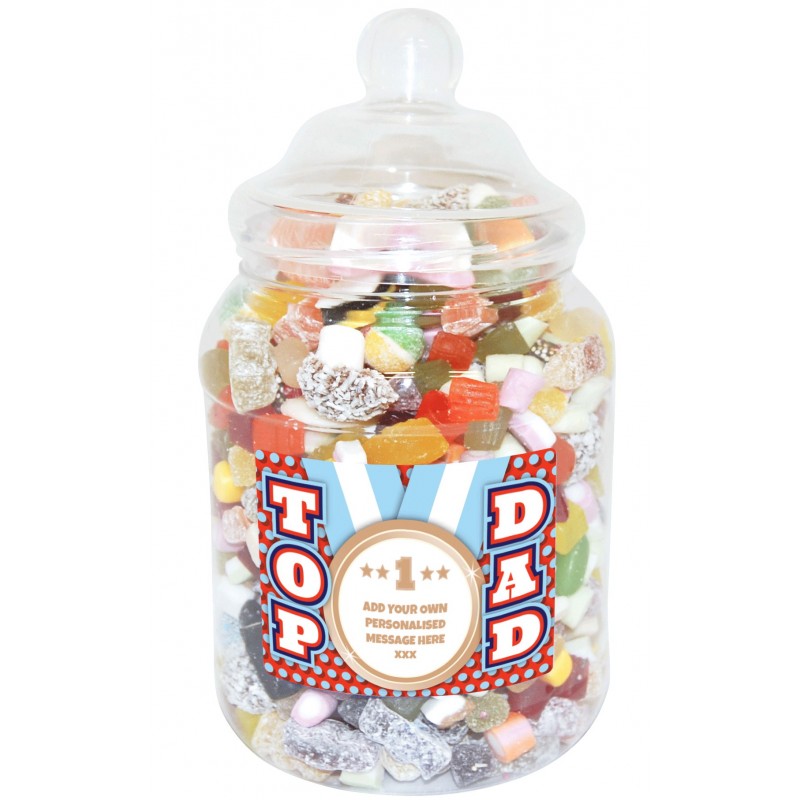 Personalised Top Dad Large Sweet Jar